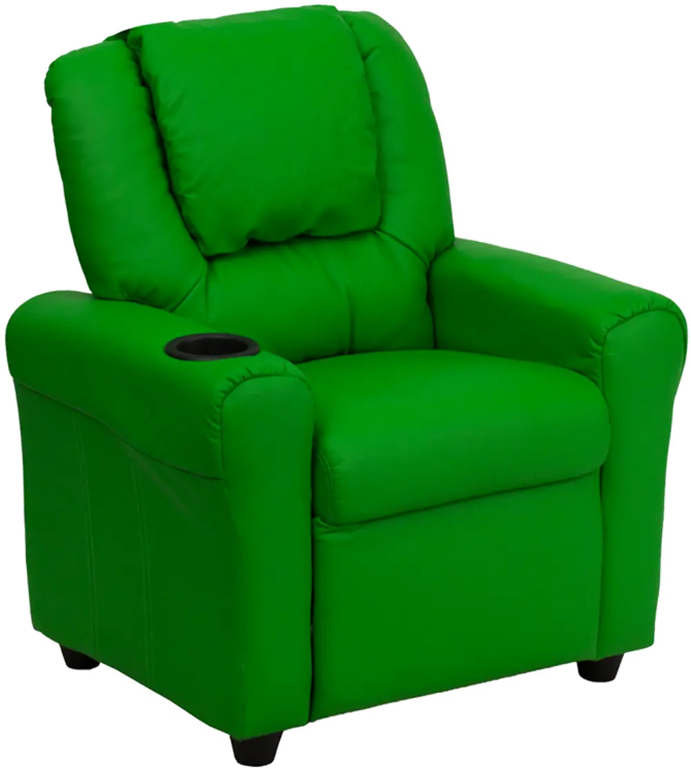 Green Vinyl Kids Recliner with Cup Holder-1