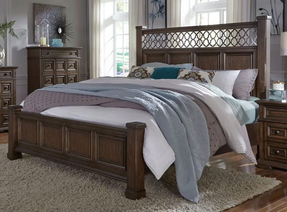 Cordovan Brown Traditional King Bed - Lucca-1