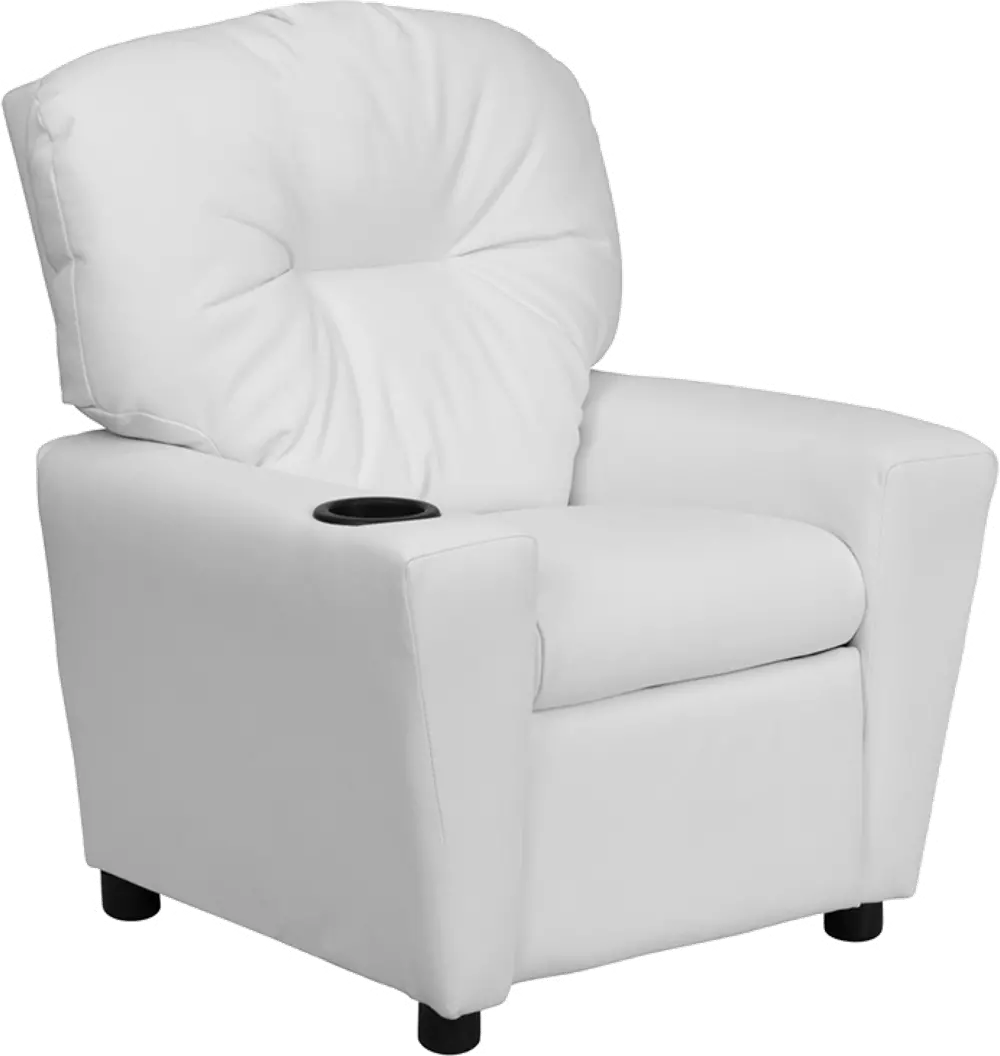 White Vinyl Kids Recliner with Cup Holder-1