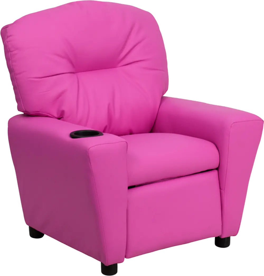 Hot Pink Vinyl Kids Recliner with Cup Holder-1