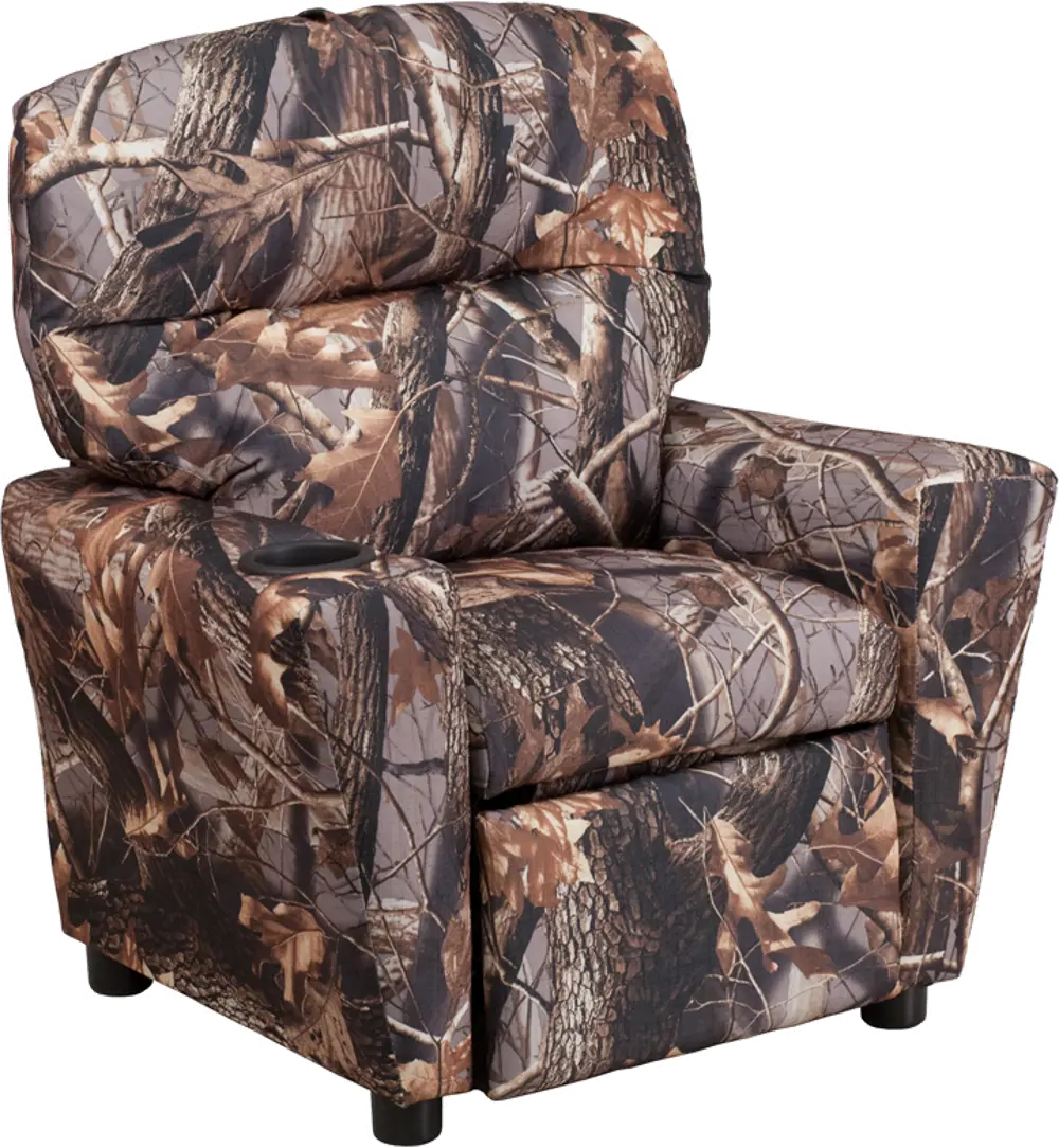 Camouflage Fabric Kids Recliner with Cup Holder-1
