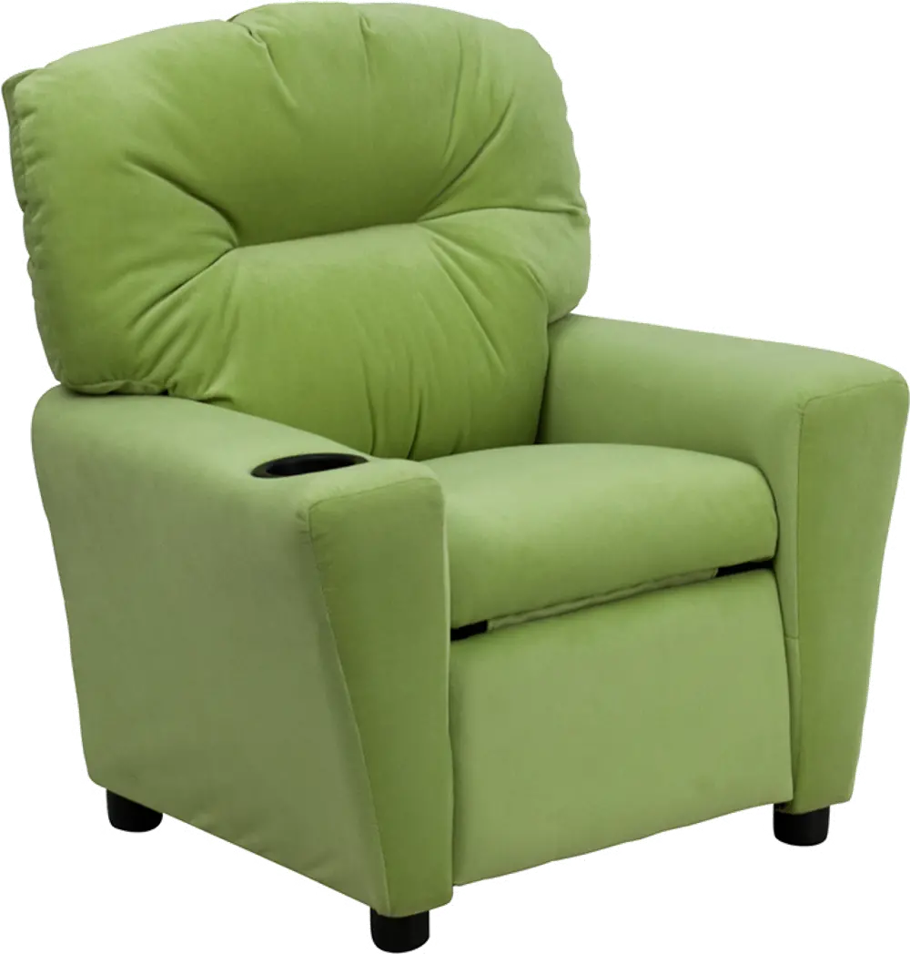 Avocado Microfiber Kids Recliner with Cup Holder-1