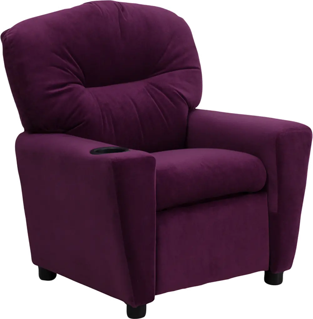 Purple Microfiber Kids Recliner with Cup Holder-1