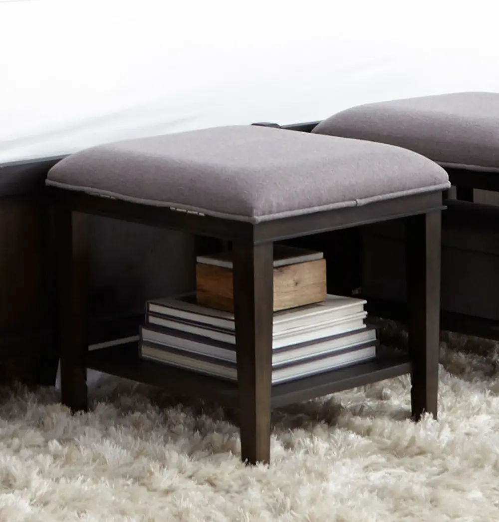 Charcoal Contemporary Upholstered Bench Cube - Tivoli-1