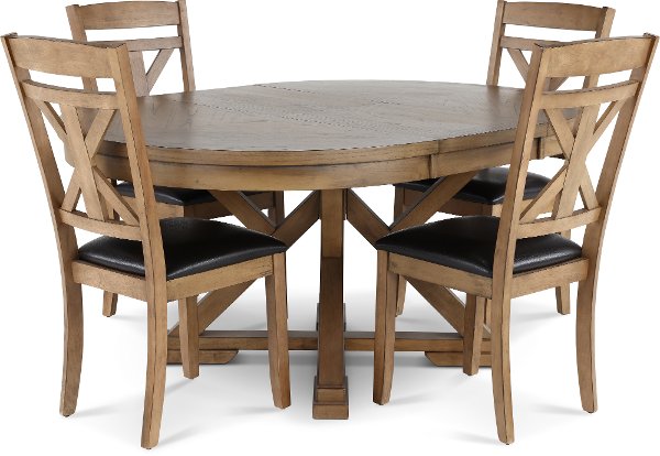 Grandview Traditional Brown 5 Piece Round Dining Set Rc Willey 5 Piece Round Dining Set Rc Willey, Round Dining Table Set For 5 Chairs