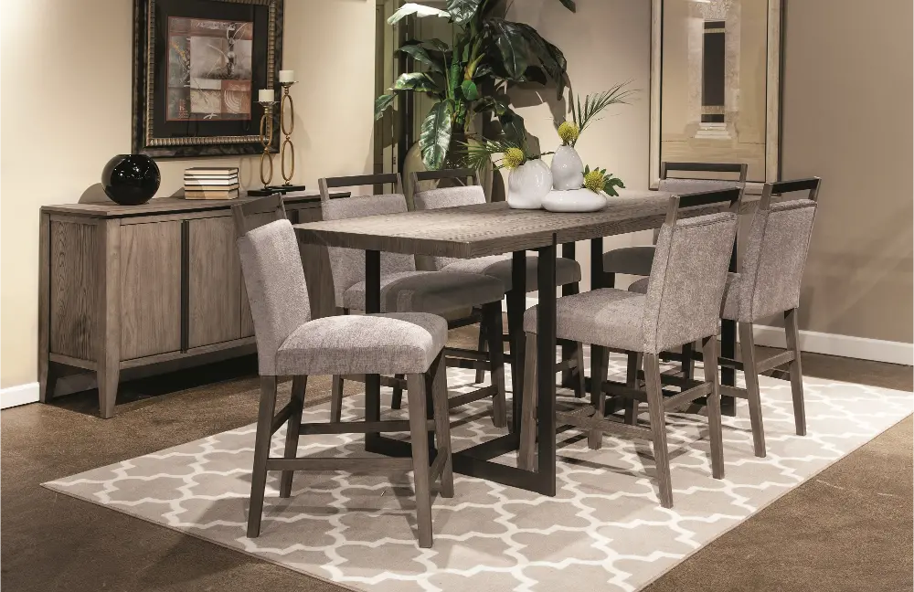 Weathered Gray Contemporary 5 Piece Counter Height Dining Set - Polo-1