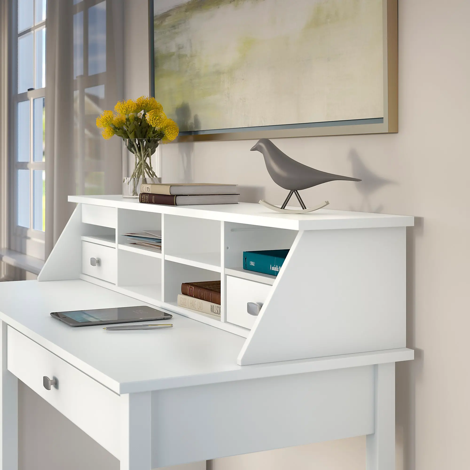 Broadview Pure White Desktop Organizer - Bush Furniture