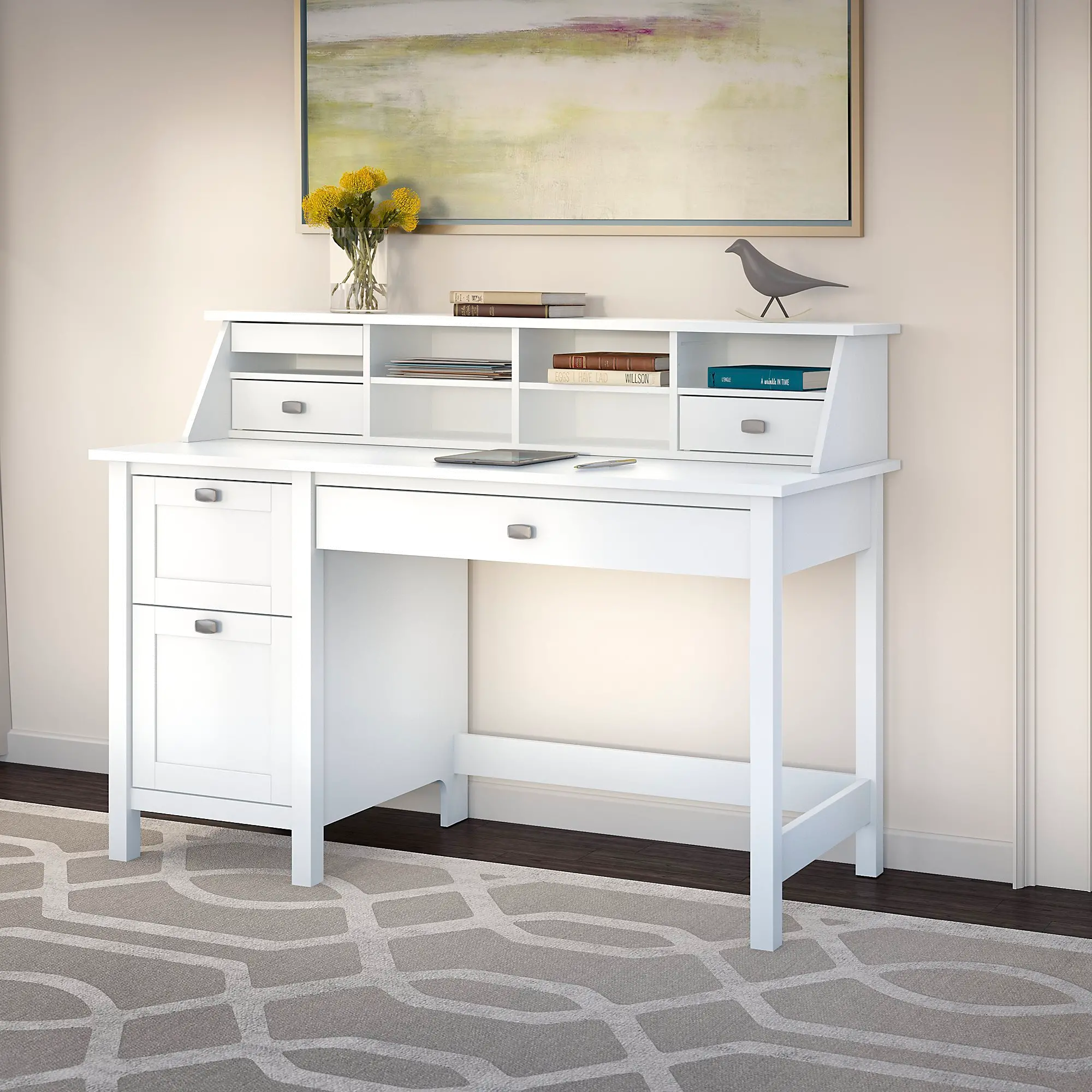 BD005WH Broadview Computer Desk with 2 Drawer Pedestal and sku BD005WH