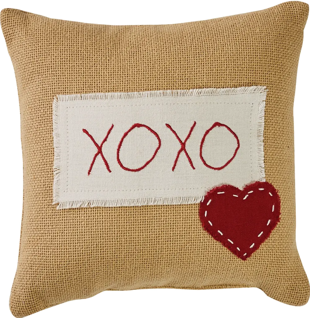 Hugs and Kisses Heart Applique Throw Pillow-1
