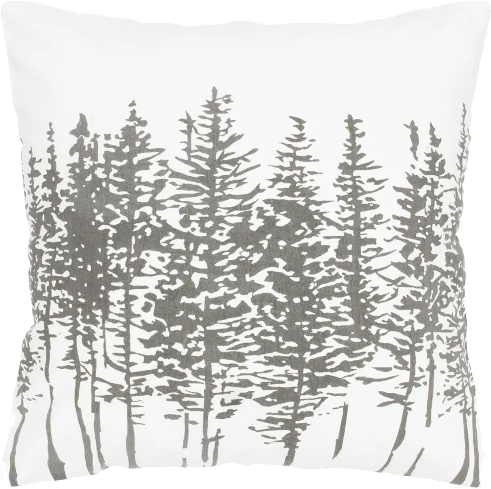 Off-White and Gray Printed Tree Throw Pillow-1