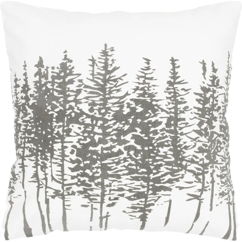 Off-White and Gray Printed Tree Throw Pillow-1