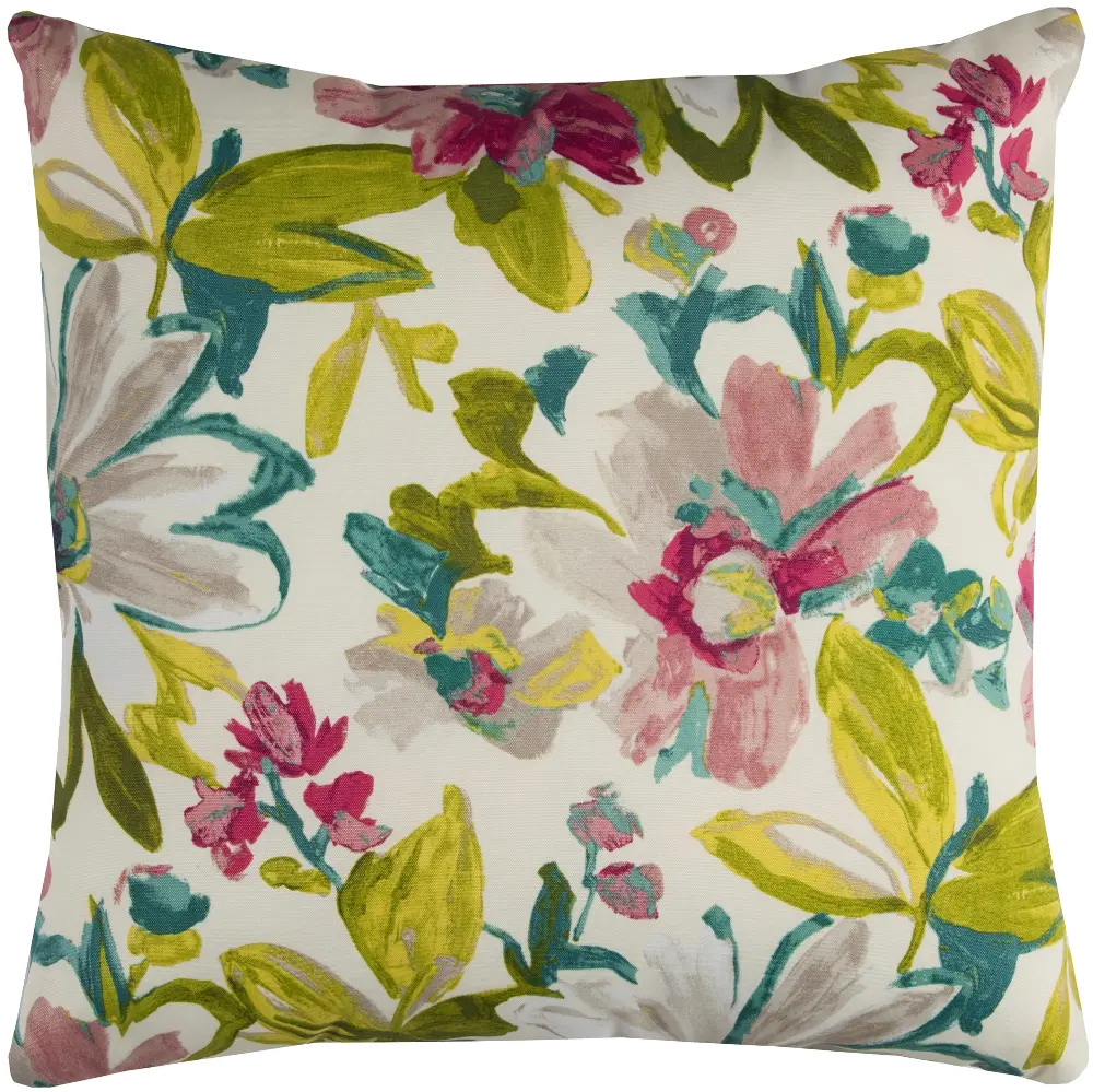 Multi Color Floral Indoor-Outdoor Throw Pillow-1