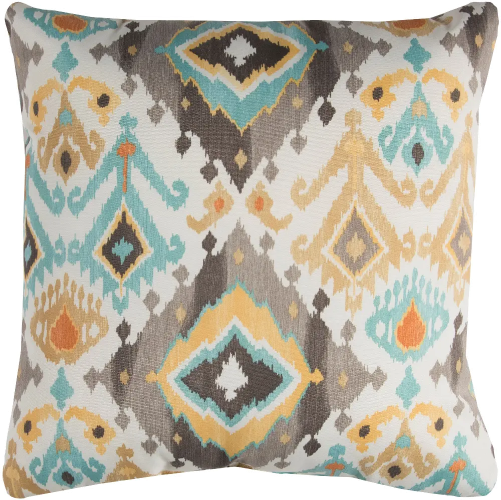 Gray and Multi Color Aztec Indoor-Outdoor Throw Pillow-1