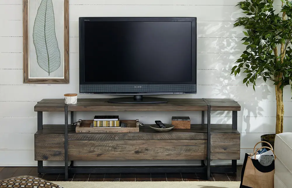66 Inch Rustic Brown TV Stand - Modern Timber-1