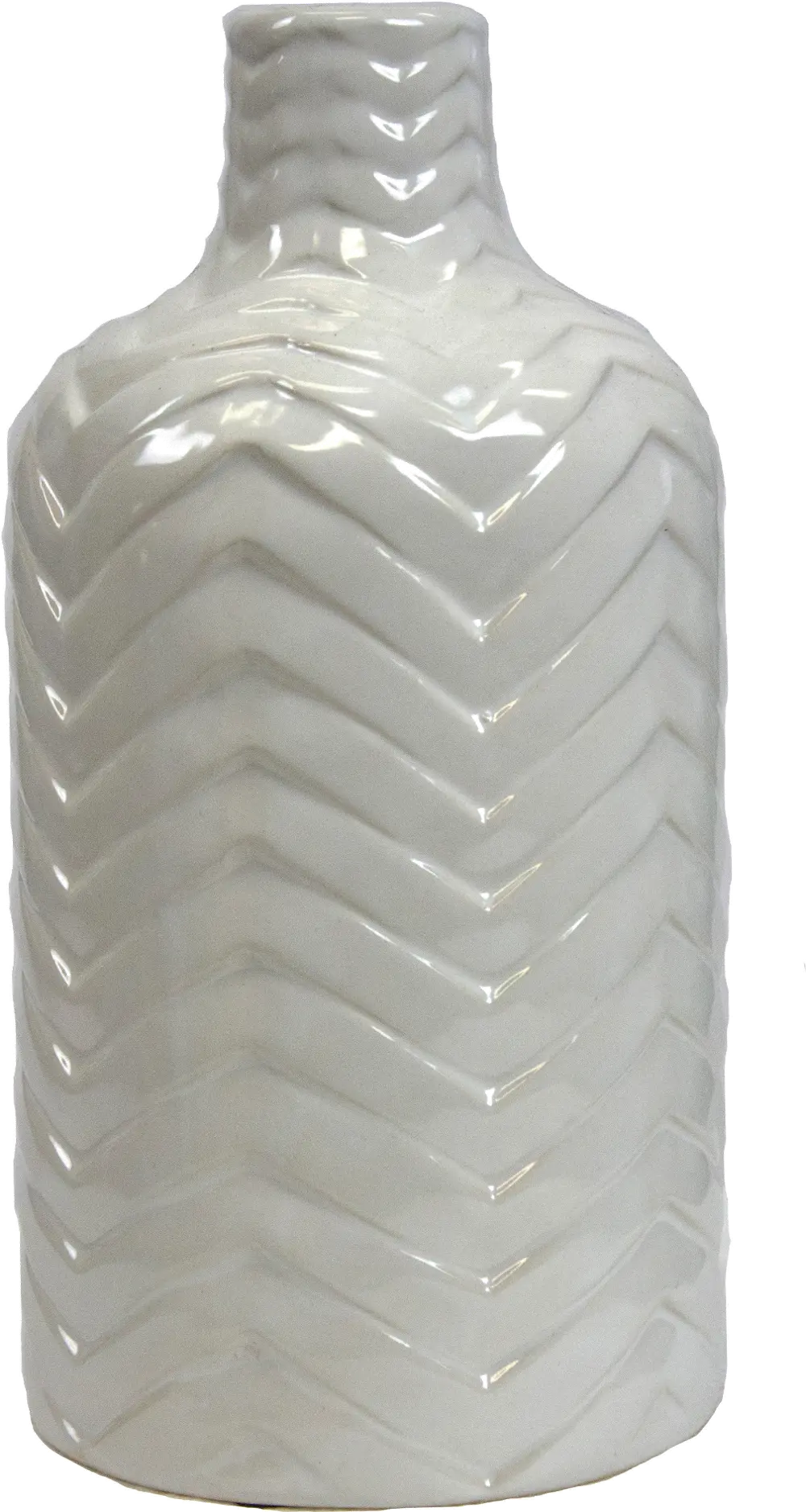 7 Inch White Chevron Pattern Ceramic Vase-1