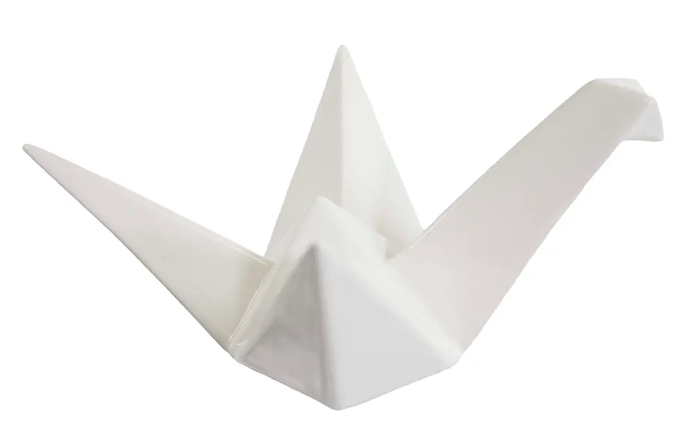 White Ceramic Origami Crane Sculpture-1