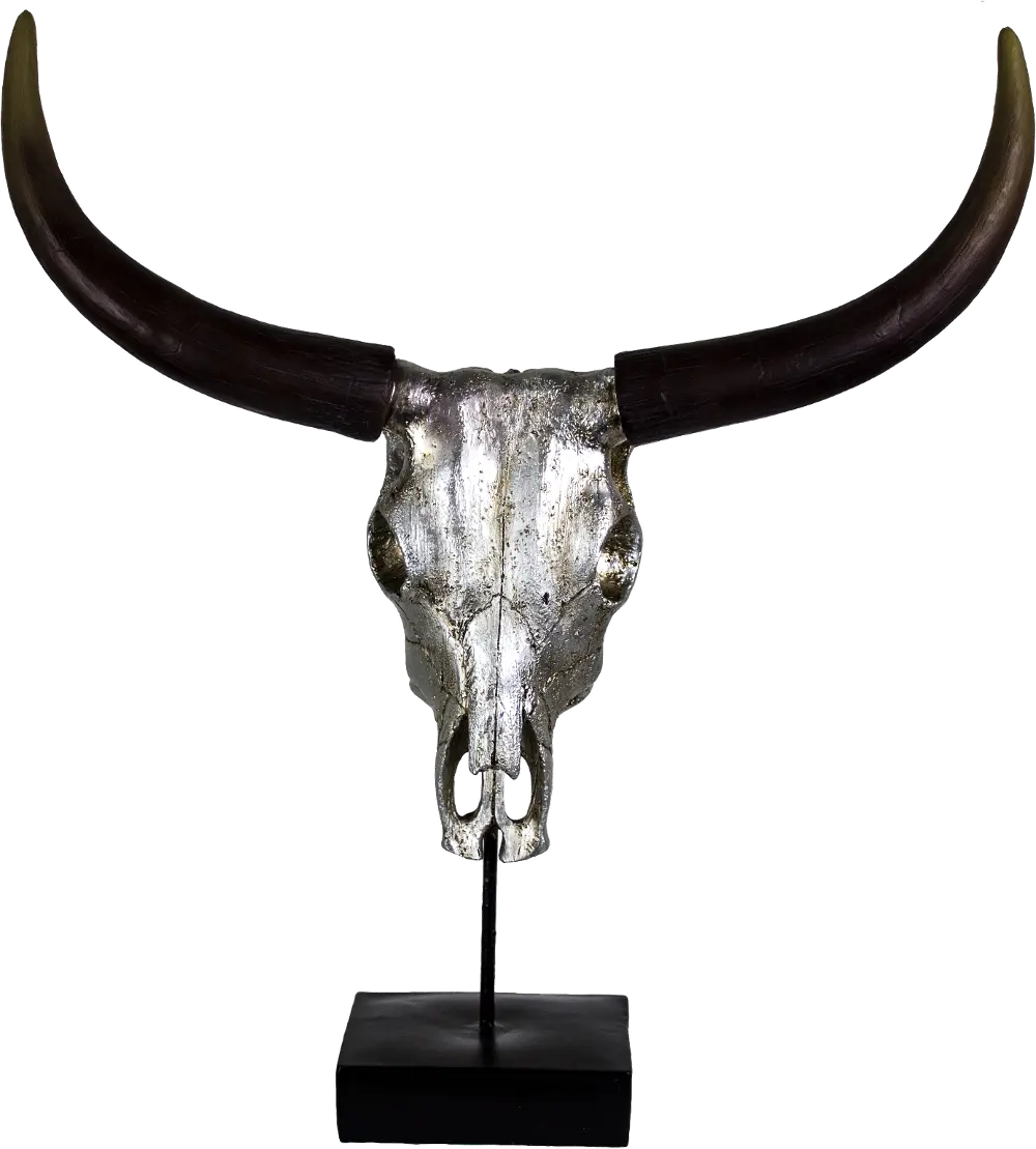 Antique Silver Bull Skull Decor-1