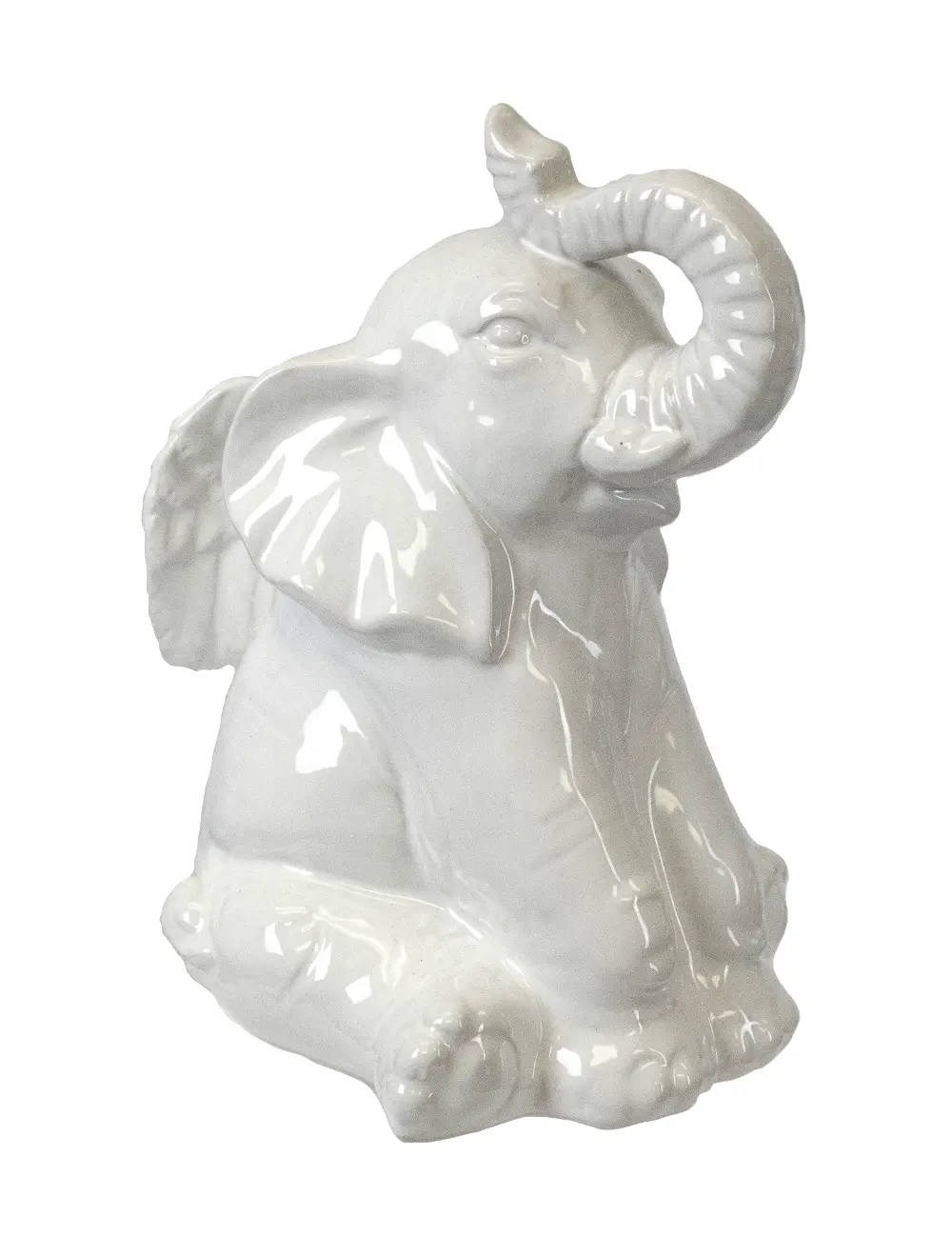 White Seated Elephant Angel Figurine-1