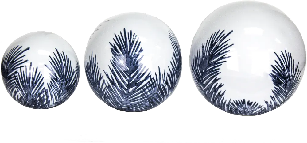 3 Inch White and Blue Feather Ceramic Orb-1