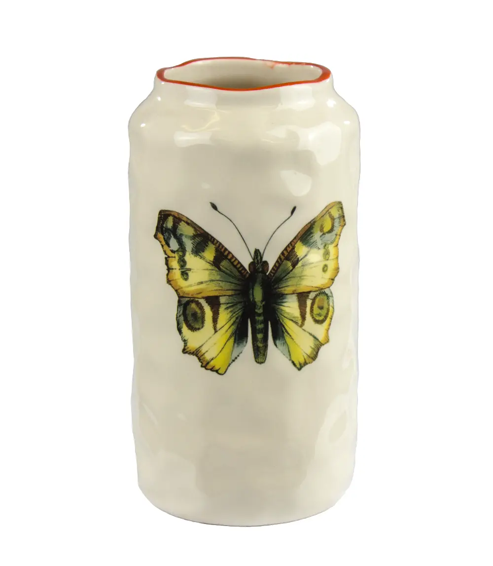 Small White Butterfly Ceramic Vase-1