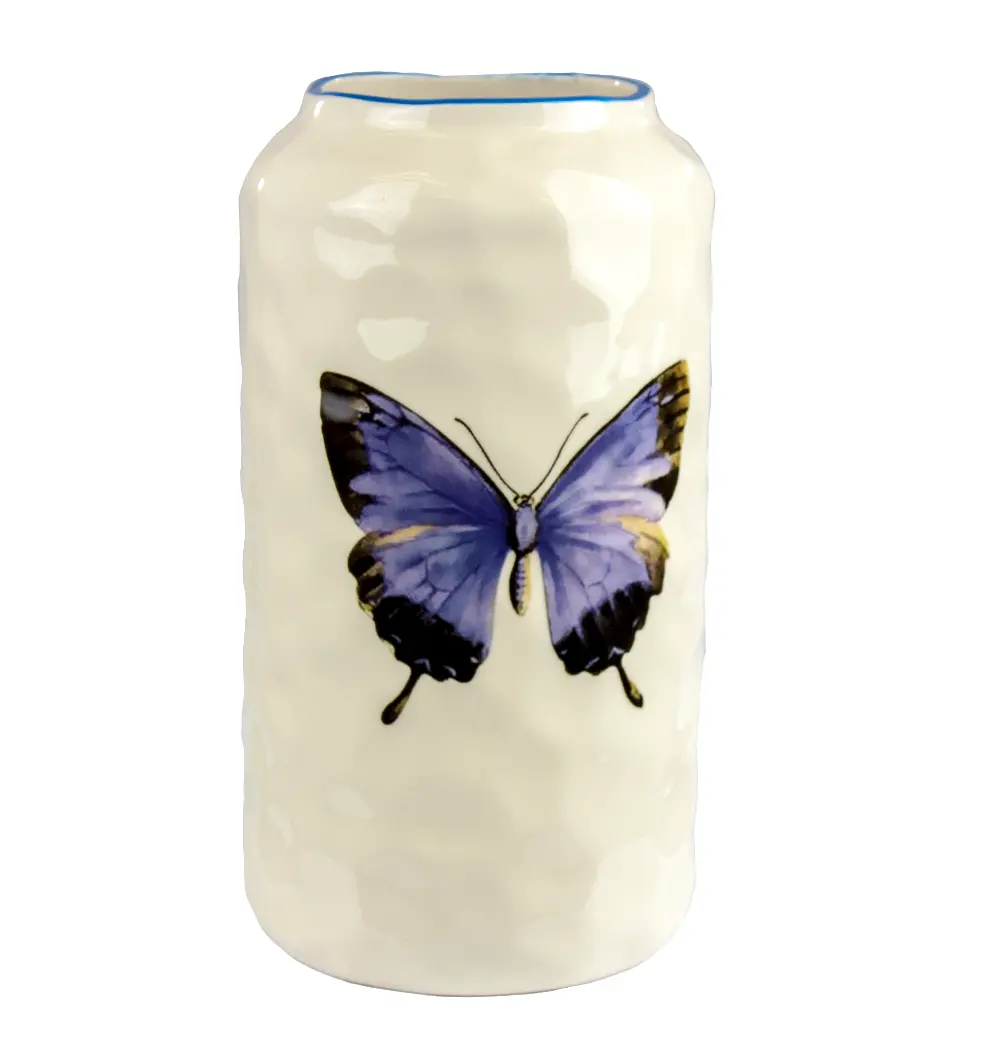 Medium White Ceramic Butterfly Vase-1