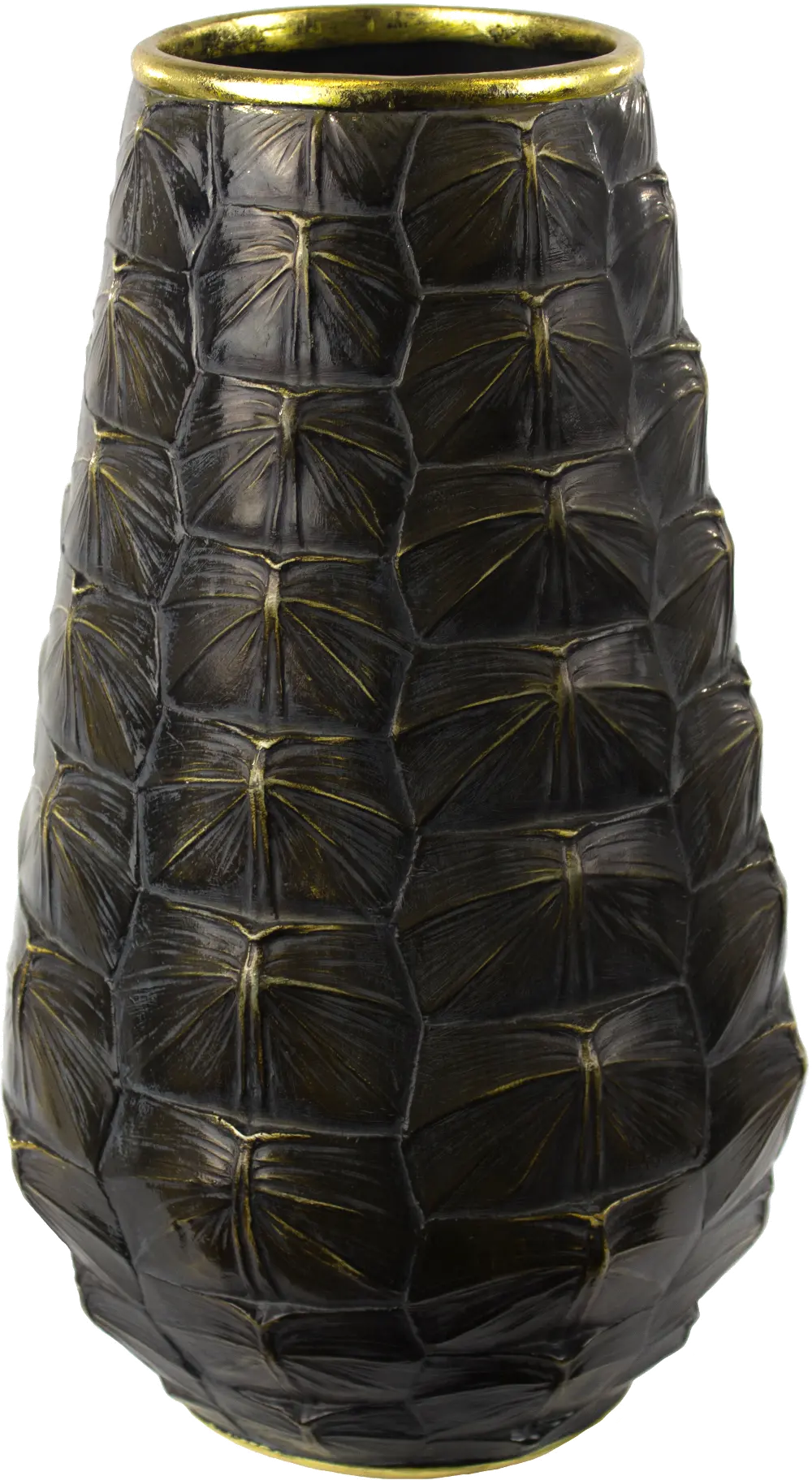 14 Inch Black Resin Turtle Vase-1