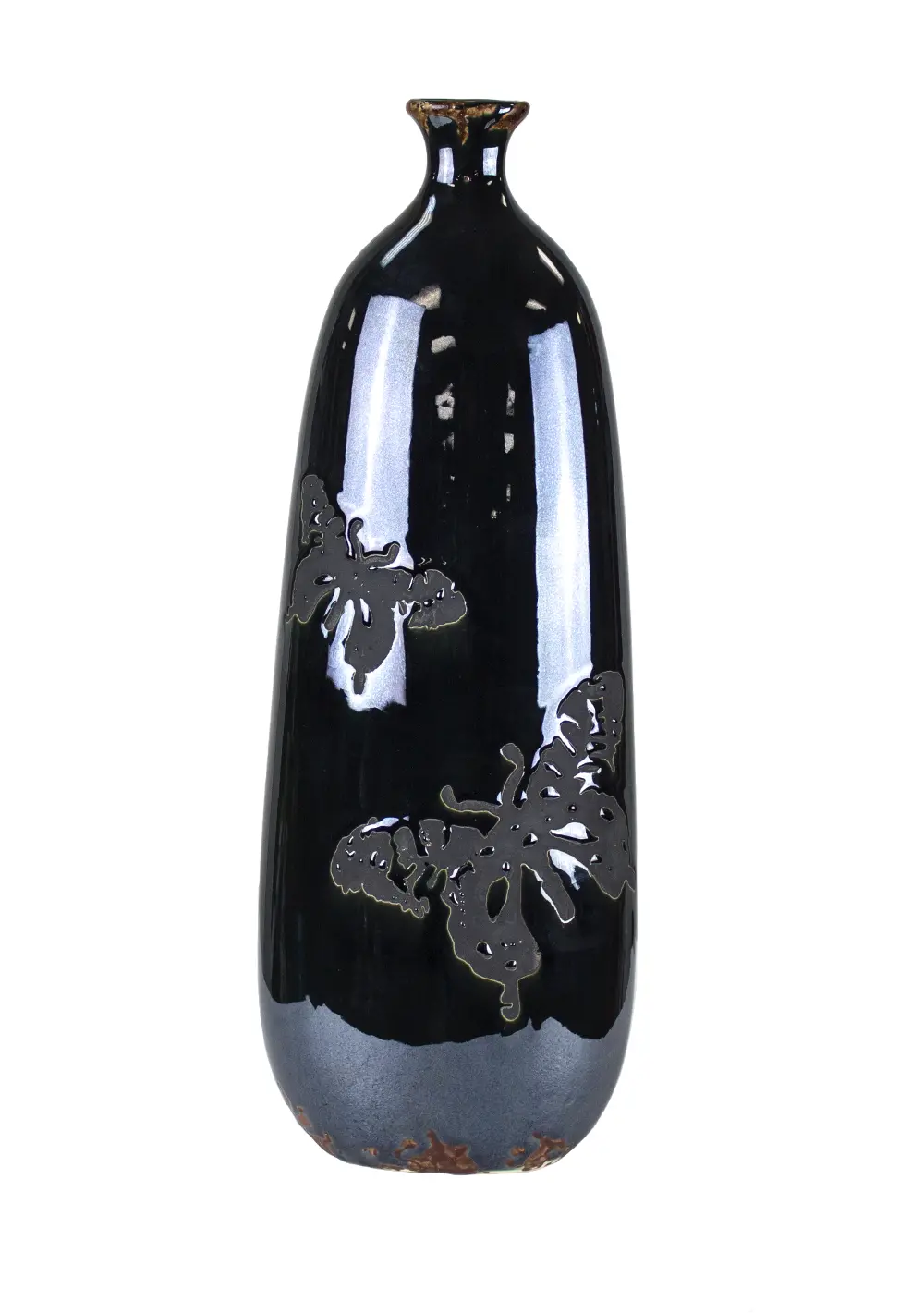 15 Inch Black Ceramic Butterfly Vase-1