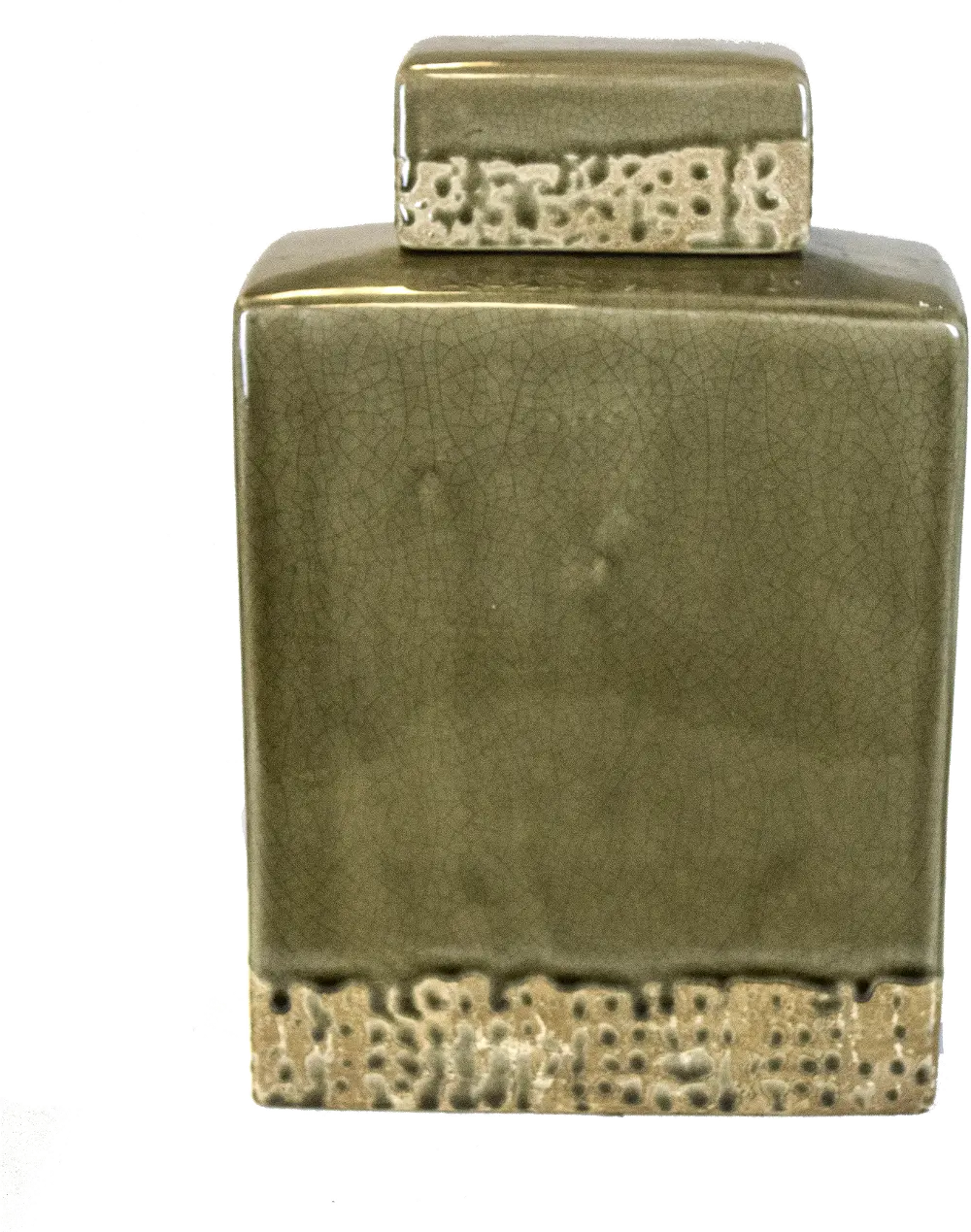16 Inch Green Decorative Banded Lidded Ceramic Jar-1