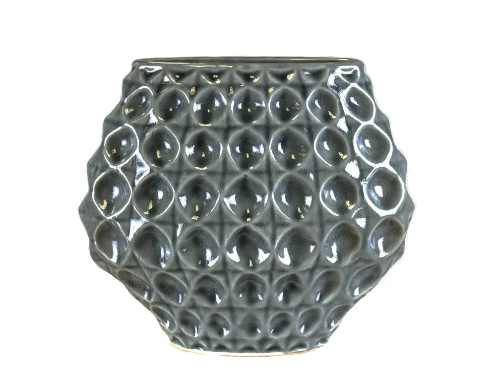 8 Inch Gray Geometric Ceramic Vase-1