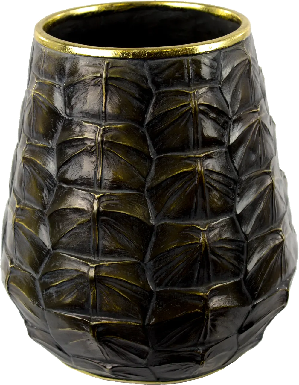 10 Inch Black Resin Turtle Vase-1
