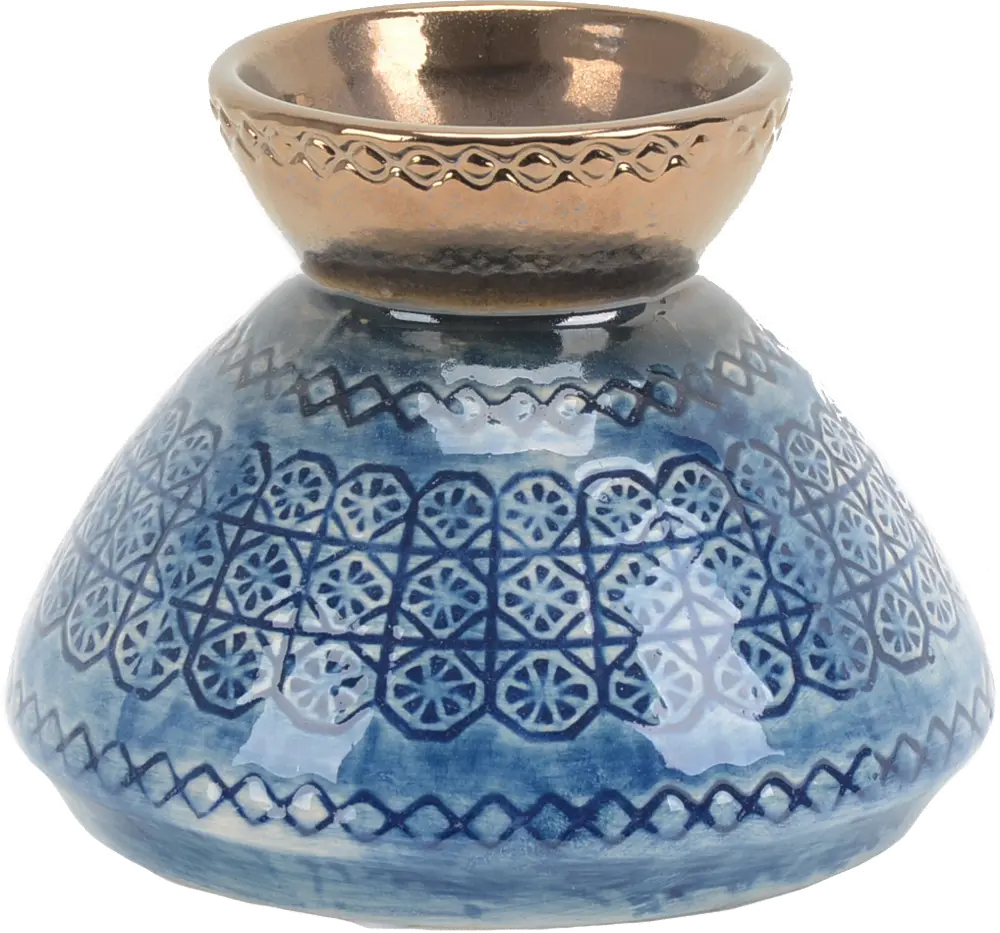 4 Inch Blue and Bronze Ceramic Vase-1