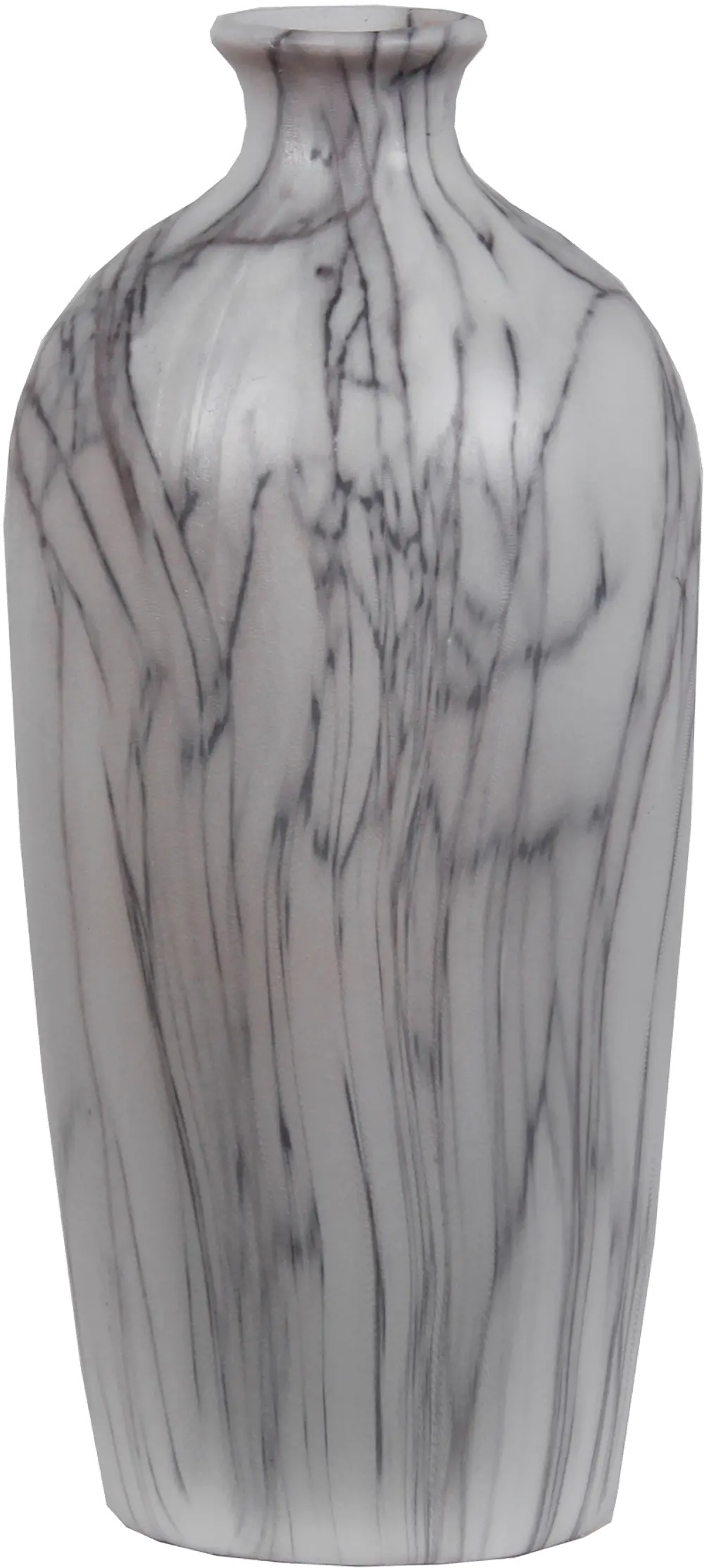 12 Inch Gray and White Marble Vase-1