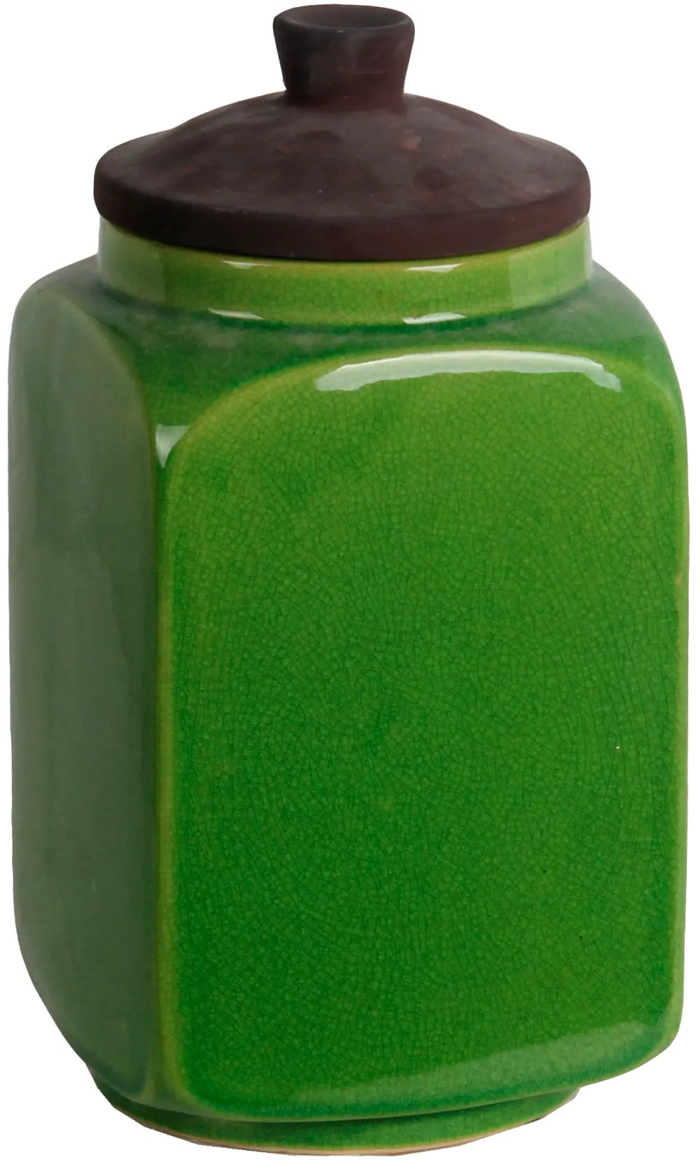 11 Inch Green Ceramic Lidded Jar-1