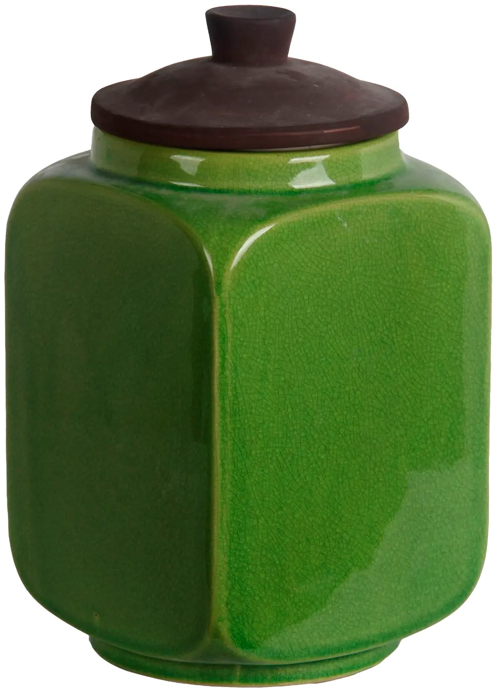 9 Inch Green Ceramic Lidded Jar-1
