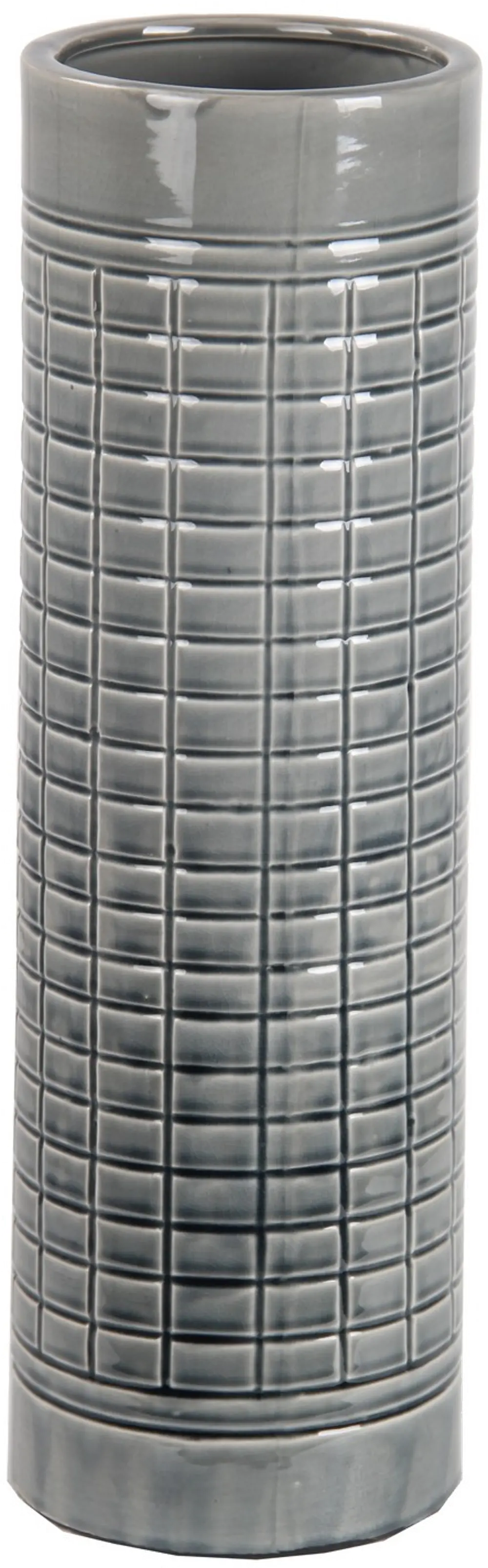 21 Inch Gray Grid Ceramic Vase-1