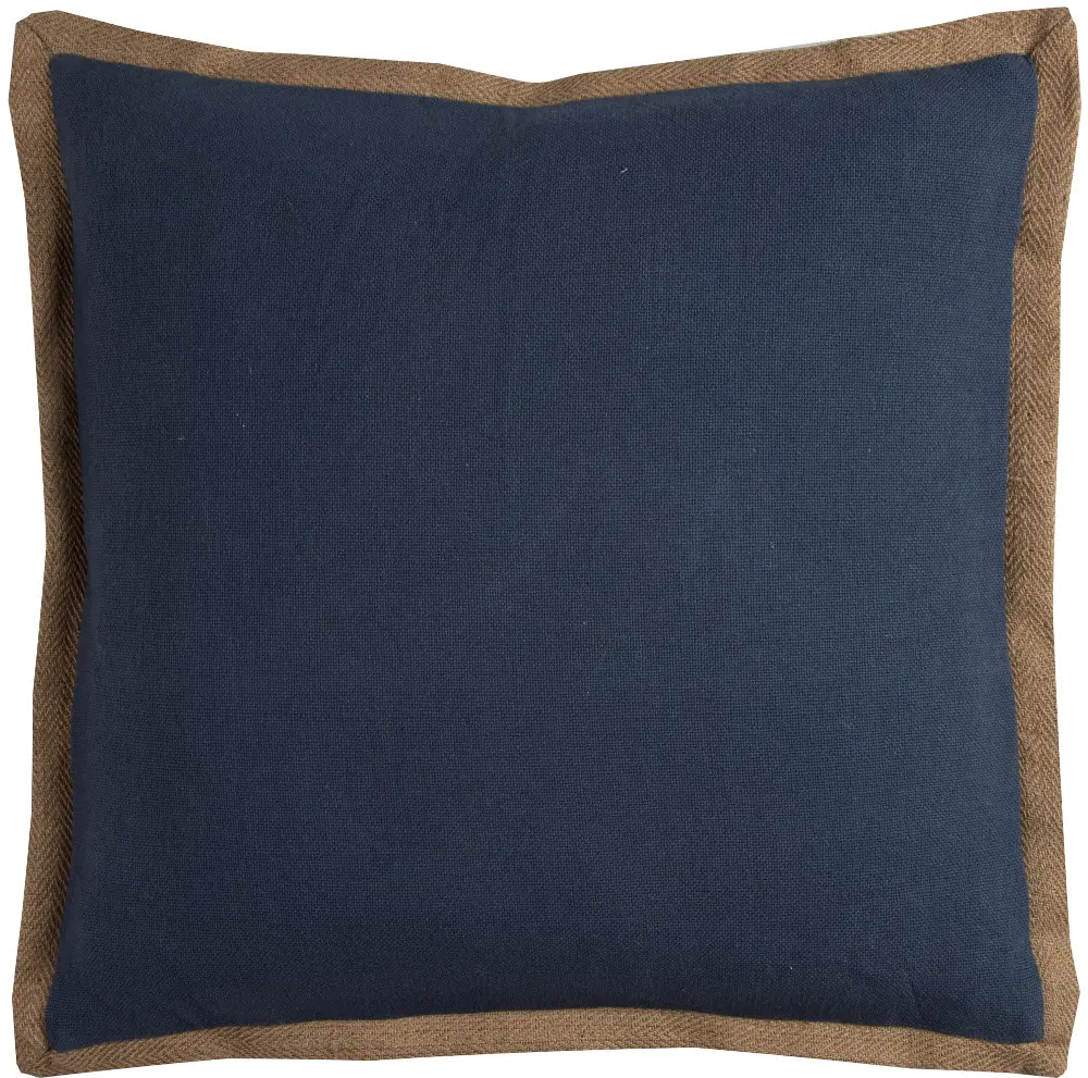 Blue Throw Pillow with Jute Embroidery-1