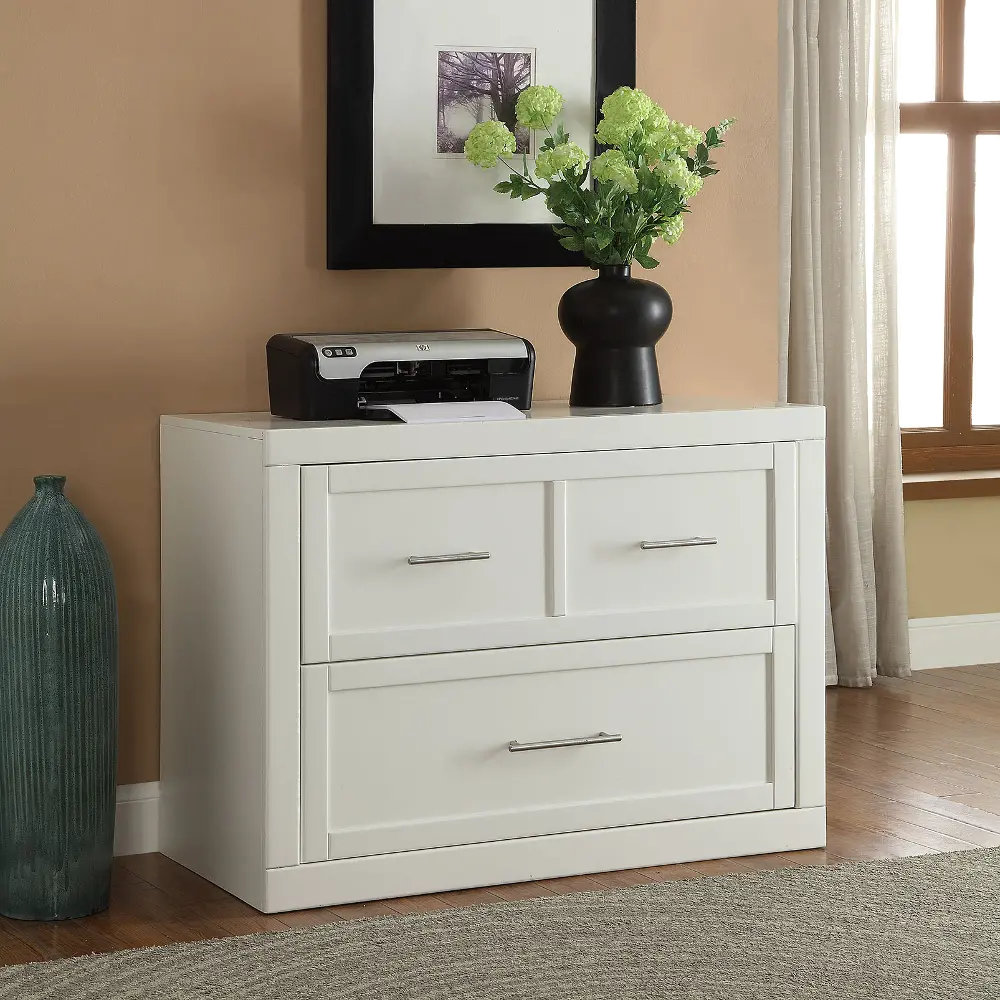 Modern White 2 Drawer Lateral File Cabinet - Catalina-1