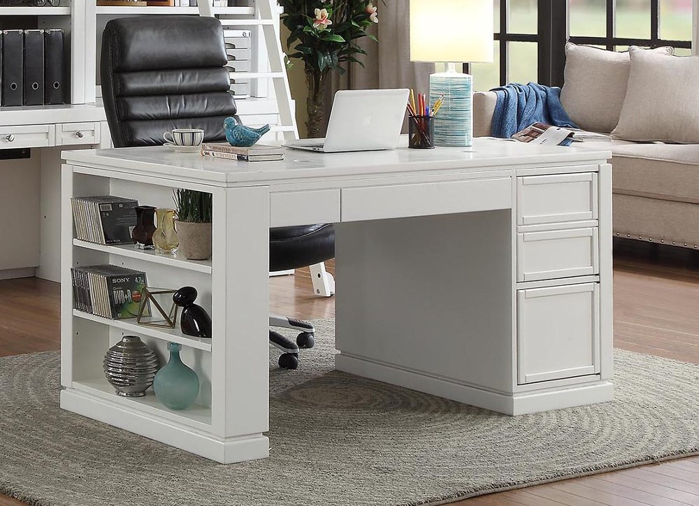 White Modern Office Desk Catalina Rc Willey Furniture