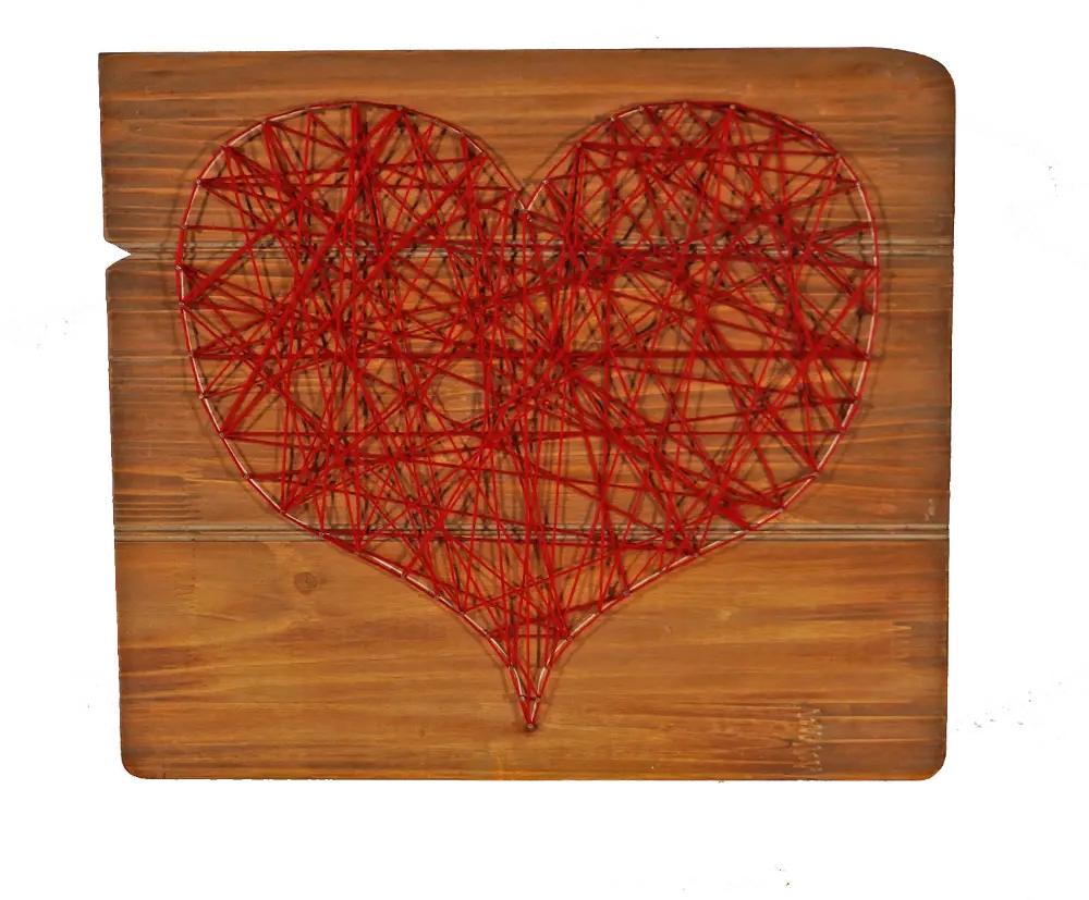 Red Heart String Wood Sign-1