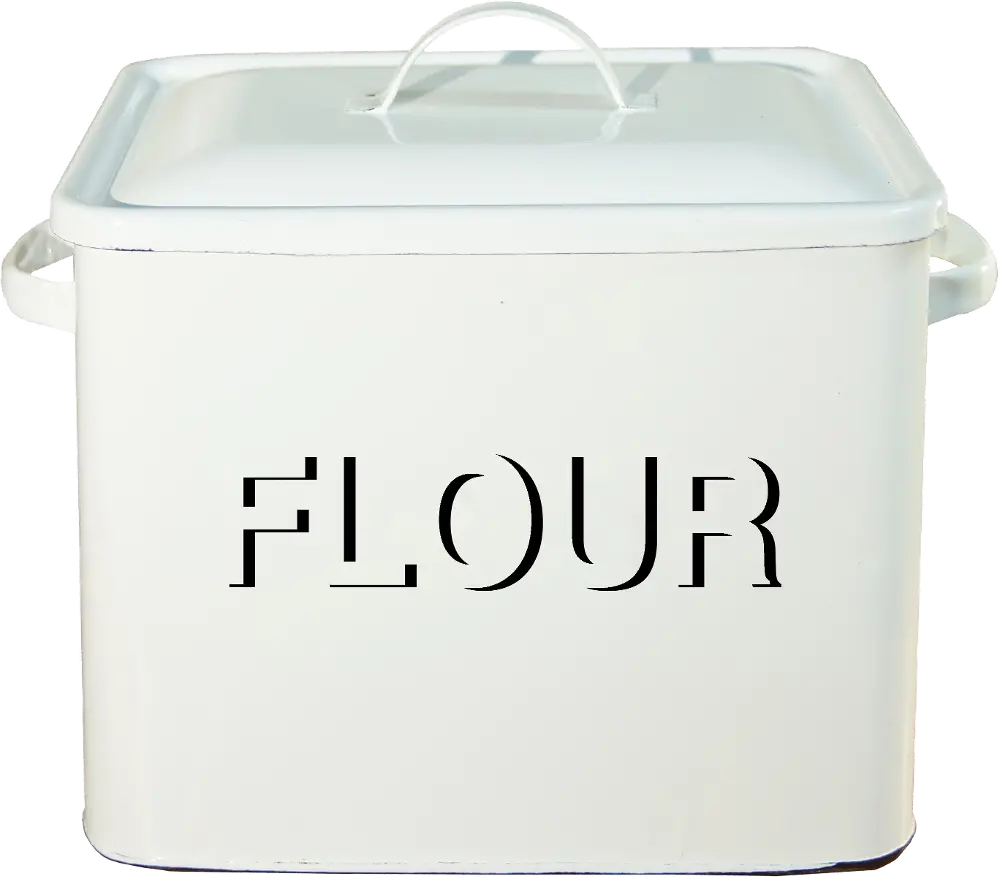 White Enamel Lidded Flour Box-1