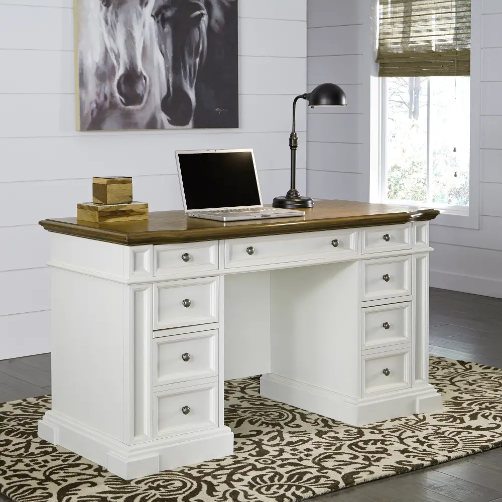 5002-18 White Pedestal Desk - Americana-1