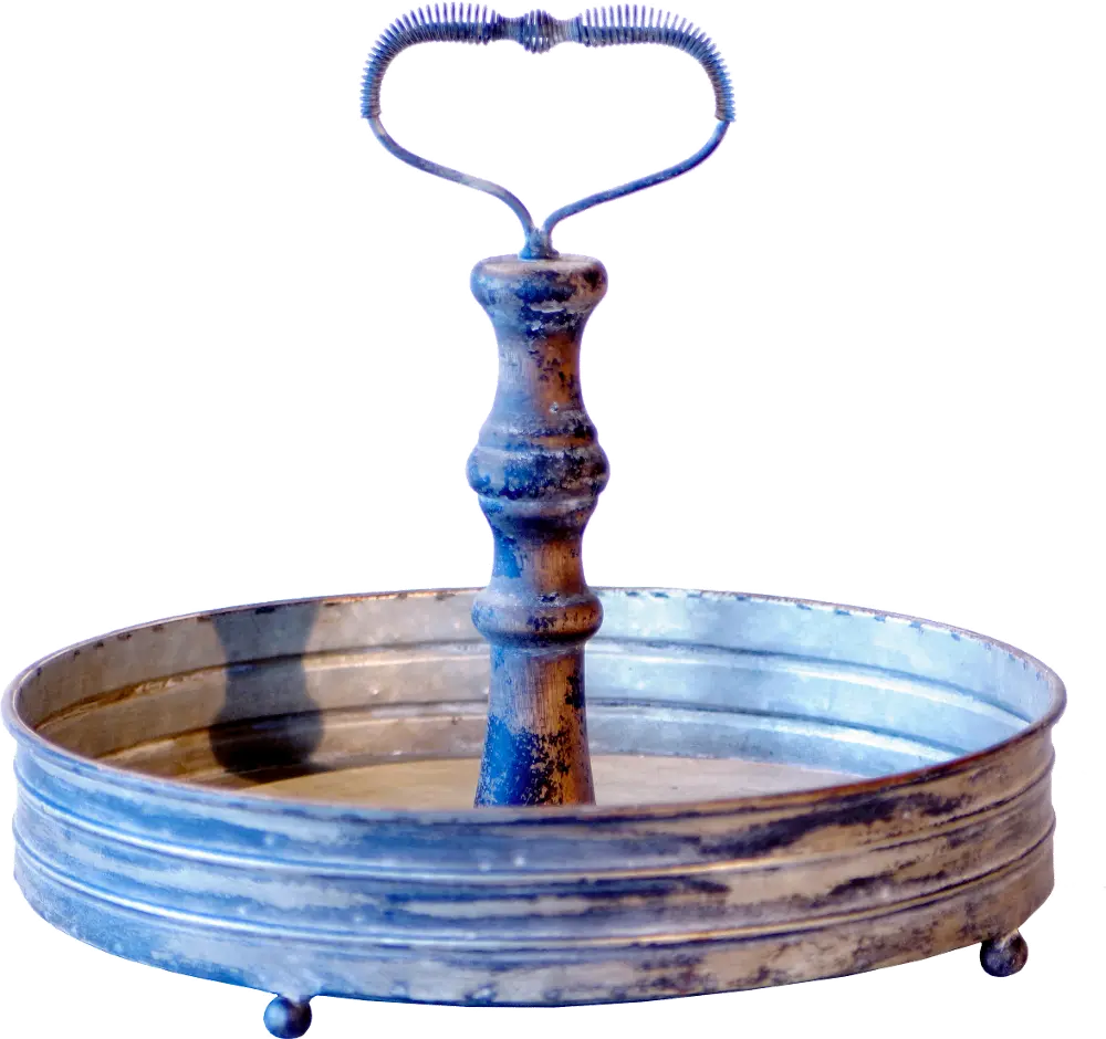 Distressed Metal Tray with Handle-1