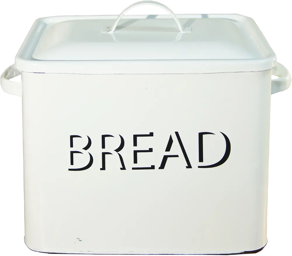 White Enamel Lidded Bread Box-1