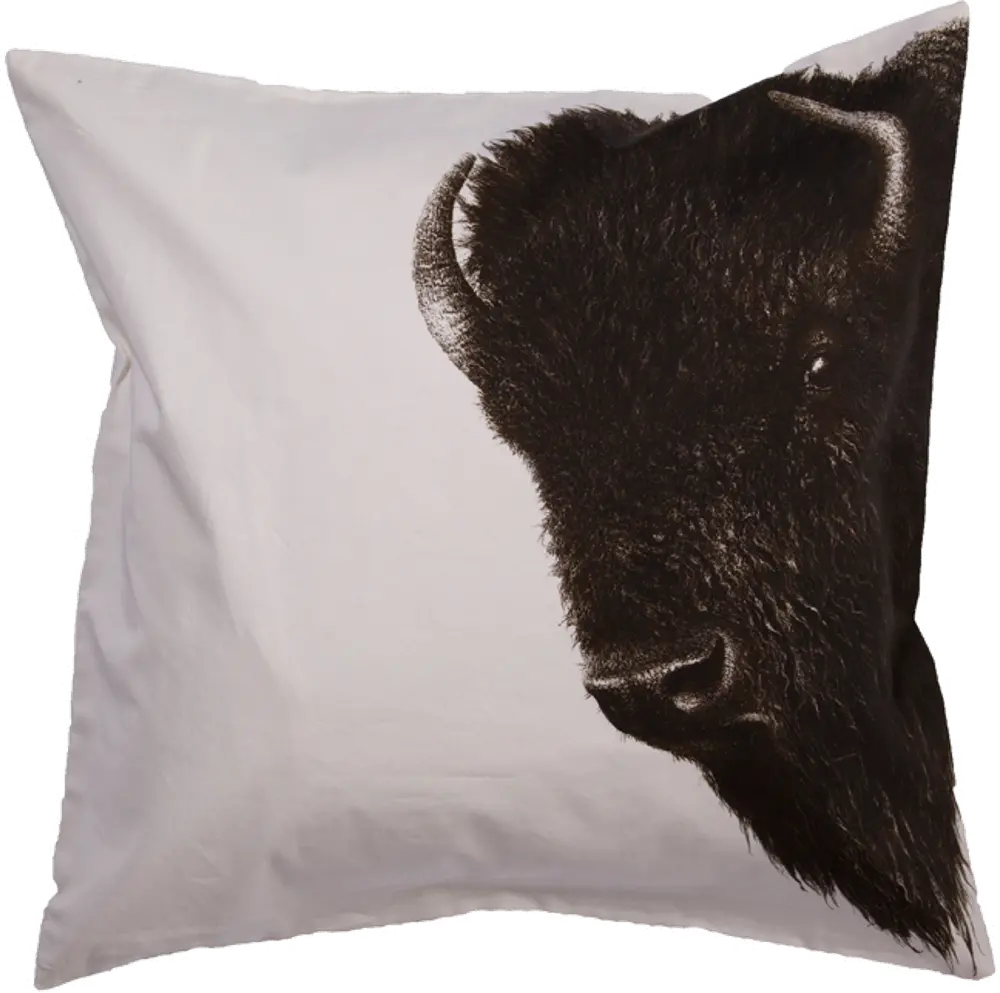 Black and White Bison Throw Pillow-1