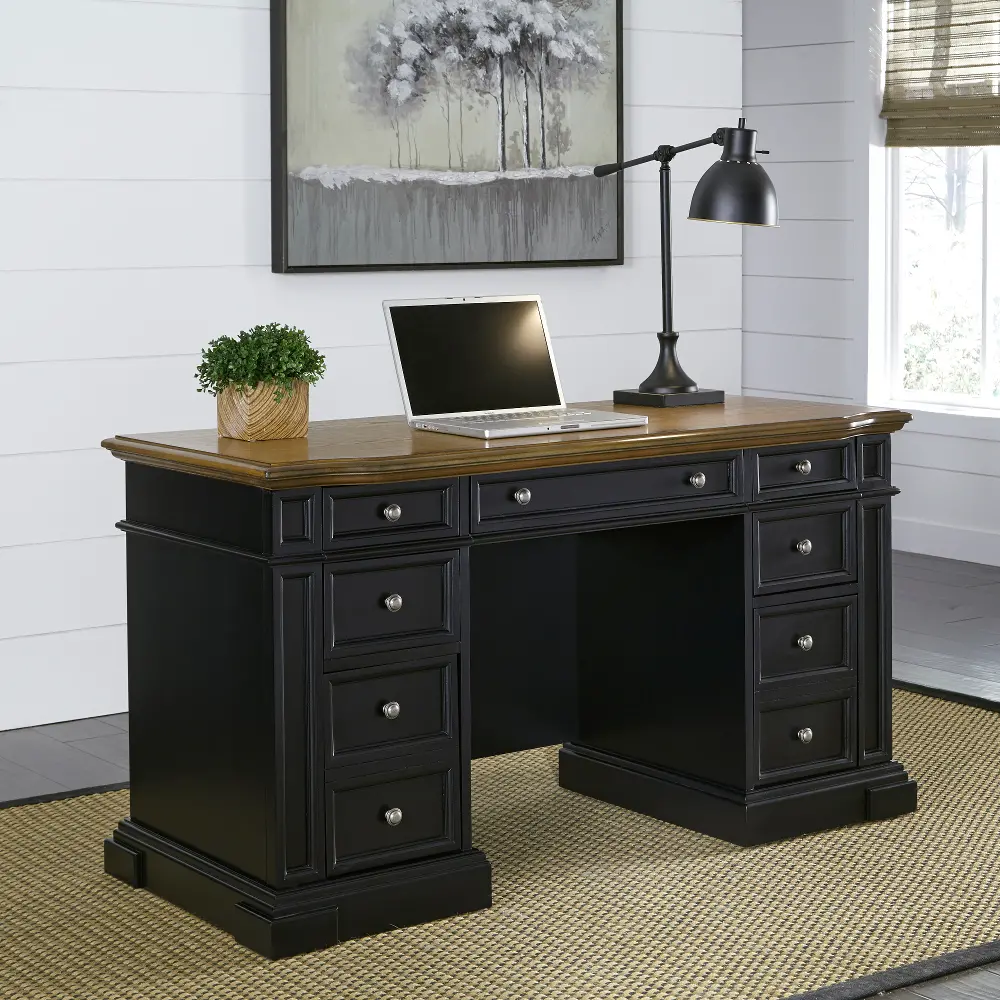 5003-18 Black Pedestal Desk - Americana-1