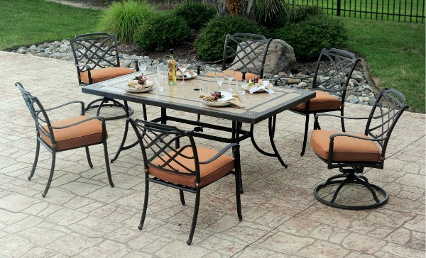 Patio Furniture Outdoor Table Rc Willey Willowbrook Collection 7 Piece Patio Dining Set With 6 Swivel Chairs