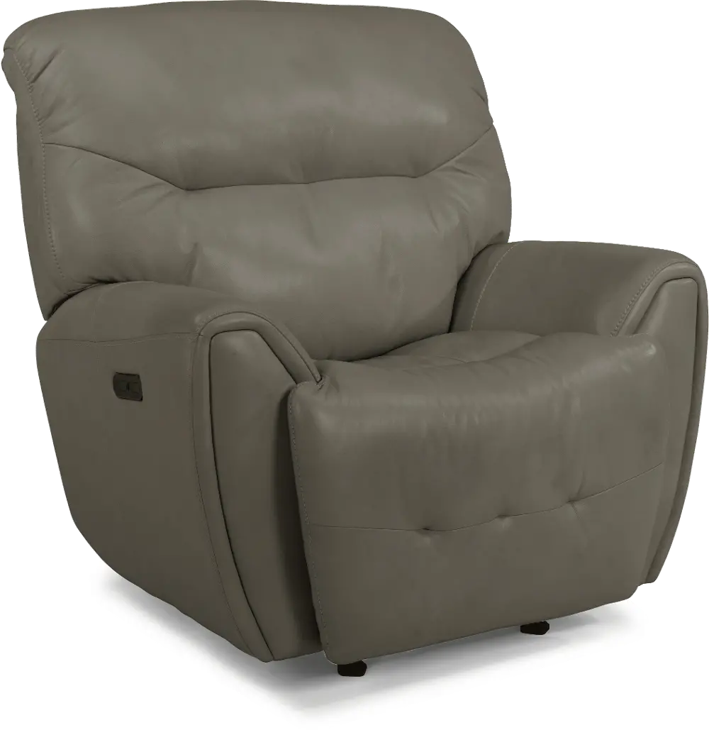 Stone Gray Leather-Match Power Glider Recliner - Blaise-1
