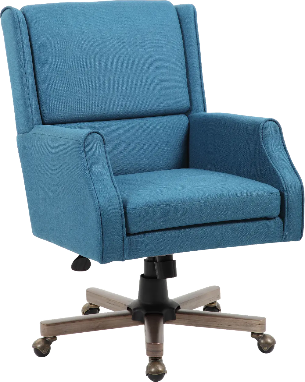 Peacock Blue Linen Office Chair-1
