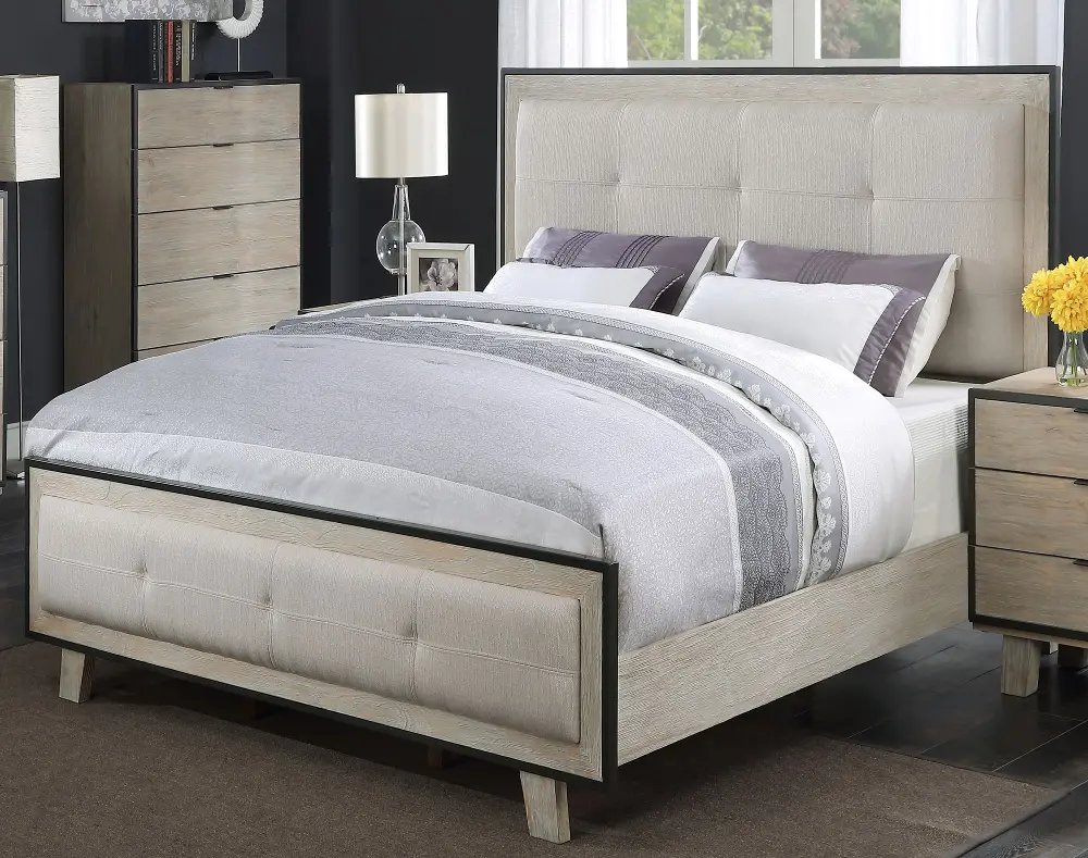Contemporary Pearl White Queen Upholstered Bed - Synchrony-1