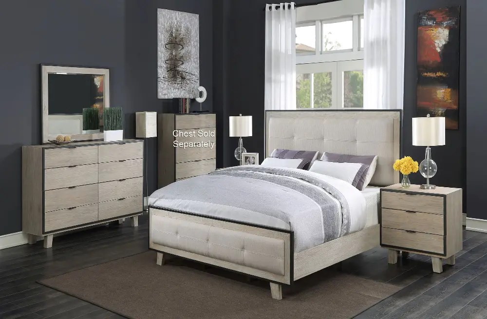 Contemporary Pearl White 4 Piece Queen Bedroom Set - Synchrony-1